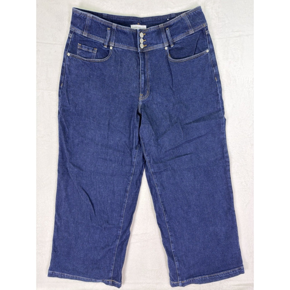 Lane Bryant Jeans Womens 16 Blue Dark Wash Ultra High Rise Wide Leg Signature